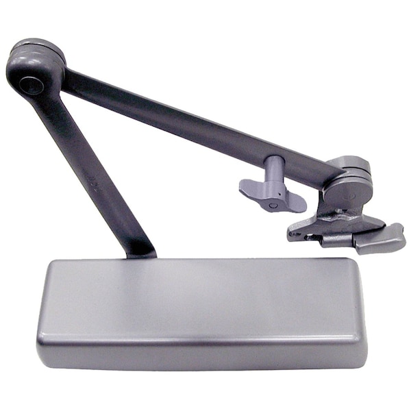 Grade 1 Surface Door Closer, Spring Cush Hold Open Arm, Push Side Mounting, 110 Degree Swing, Adjust